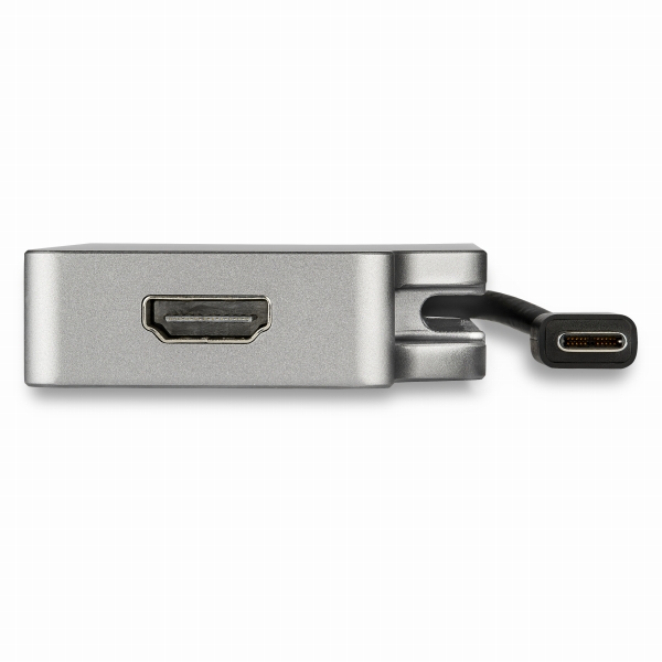 4in1USBType-Cマルチアダプタアルミ筐体USB-C-VGA/DVI/4KHDMI/mDPスペースグレー