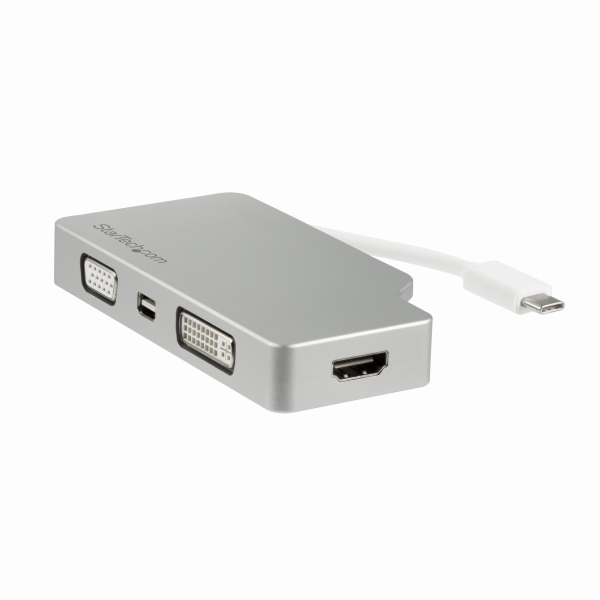 USBType-C接続マルチディスプレイアダプタ4K/30Hz対応シルバーVGA/DVI/HDMI/mDP出力対応