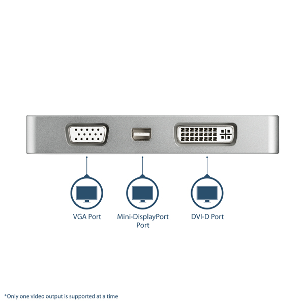 USBType-C接続マルチディスプレイアダプタ4K/30Hz対応シルバーVGA/DVI/HDMI/mDP出力対応