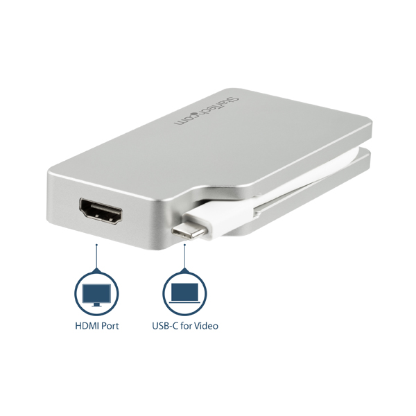 USBType-C接続マルチディスプレイアダプタ4K/30Hz対応シルバーVGA/DVI/HDMI/mDP出力対応