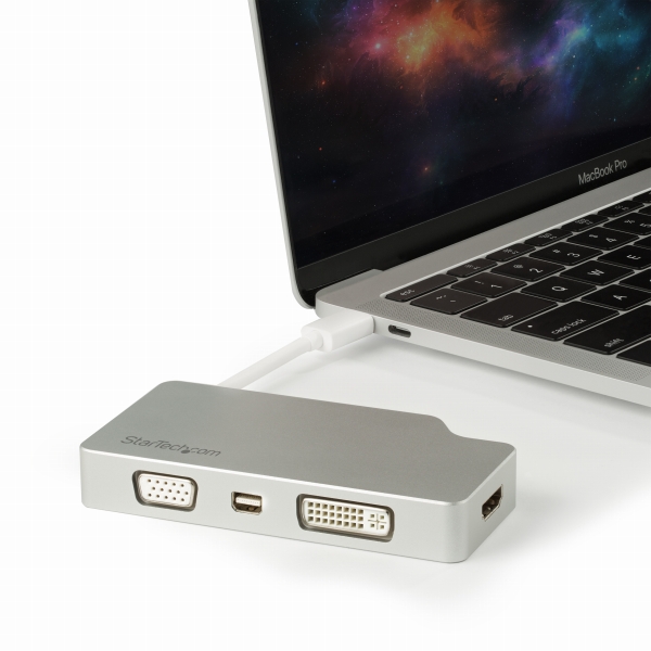 USBType-C接続マルチディスプレイアダプタ4K/30Hz対応シルバーVGA/DVI/HDMI/mDP出力対応