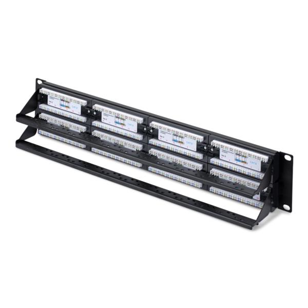 パッチパネル/48ポート/2Uラックマウント/Cat5e Cat6/110型パンチダウン対応/サーバーラックアクセサリー
