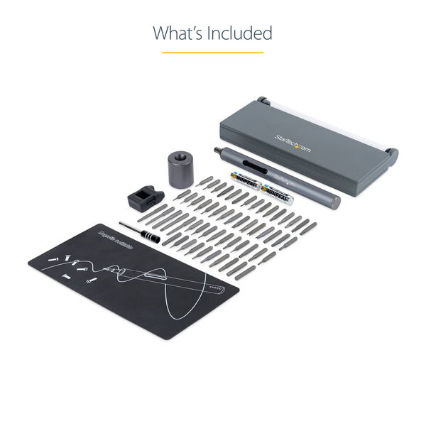 電動精密ドライバーセット/55種ビット付属/ペン型/正逆転モード切替/LEDライト/トルク調整/磁気パッド付属/機器修理