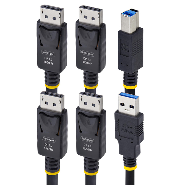 KVMケーブル/1.8m/デュアルDisplayPort + USB Type-A & B/4K60Hz/PC切替器用