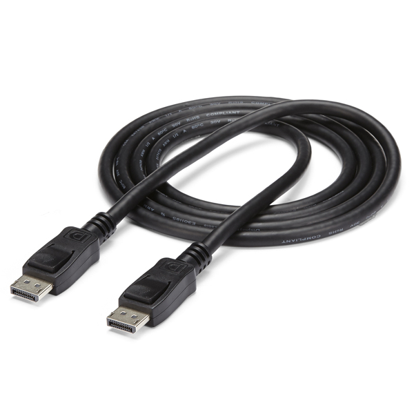 6.1m ラッチ付きDisplayPortケーブル　ディスプレイポート/ DPモニターケーブル　オス/オス　ブラック