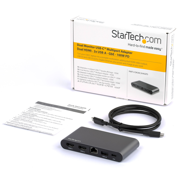 USBType-C接続マルチアダプタ4KHDMIデュアルモニター対応2xUSB-A/100WUSBPD3.0/ギガビット有線LANWindowsのみ対応