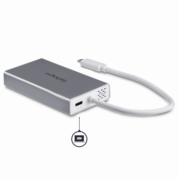 USBType-C接続マルチアダプタシルバー&ホワイト4KHDMI/USBPowerDelivery/USB3.0Type-A2ポート/ギガビット有線LAN