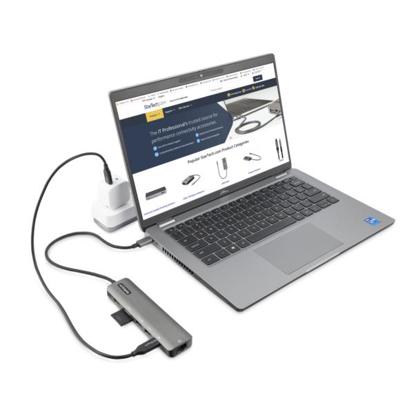 USBType-Cマルチ変換アダプター/4K60HzHDMI2.0/100WUSBPD/SDµSDスロット/2ポートUSB3.0ハブ/ギガビット有線LAN/本体一体型30cmケーブル