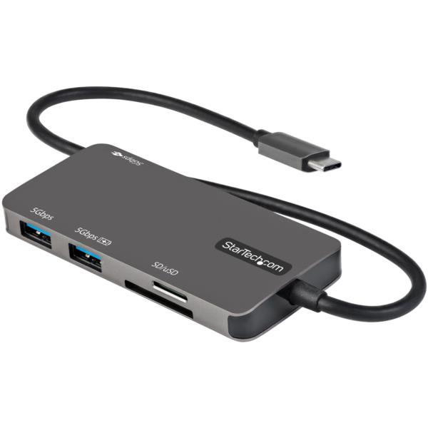 USBType-Cマルチ変換アダプター/4KHDMI/100WUSBPD/SD&microSDスロット/3ポートUSB3.0ハブ/タイプC対応マルチハブ/本体一体型30cmケーブル