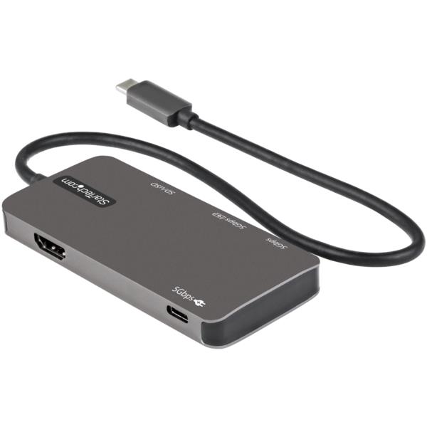 USBType-Cマルチ変換アダプター/4KHDMI/100WUSBPD/SDµSDスロット/3ポートUSB3.0ハブ/タイプC対応マルチハブ/本体一体型30cmケーブル