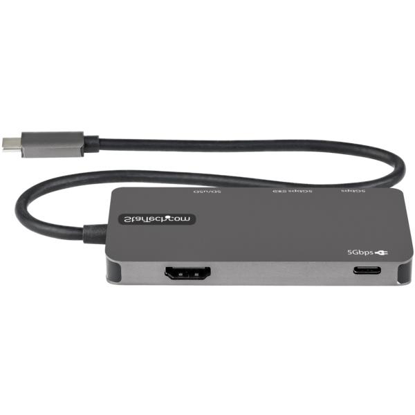 USBType-Cマルチ変換アダプター/4KHDMI/100WUSBPD/SDµSDスロット/3ポートUSB3.0ハブ/タイプC対応マルチハブ/本体一体型30cmケーブル