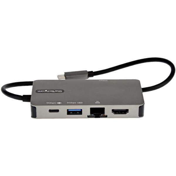 USBType-Cマルチ変換アダプター/USB-C-4K30HzHDMIまたは1080pVGA/100WPowerDeliveryパススルー対応/5GbpsUSBポートx3/ギガビット有線LAN/USB-Cマルチハブ