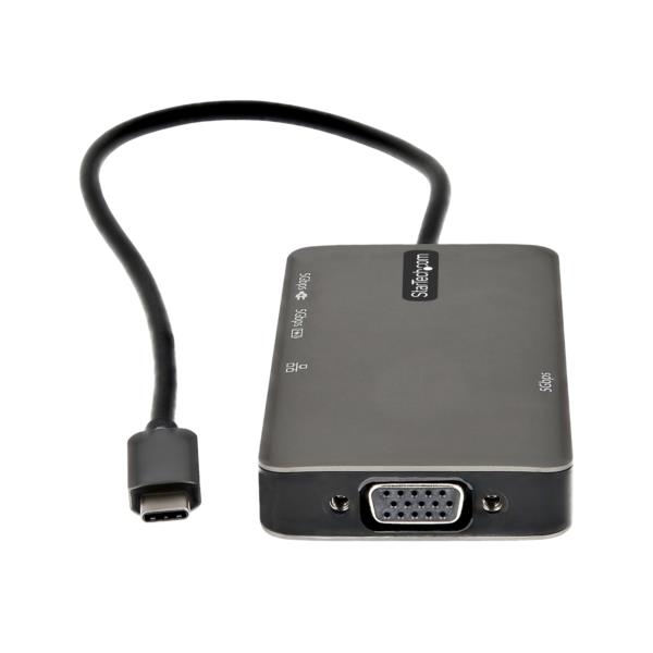 USBType-Cマルチ変換アダプター/USB-C-4K30HzHDMIまたは1080pVGA/100WPowerDeliveryパススルー対応/5GbpsUSBポートx3/ギガビット有線LAN/USB-Cマルチハブ