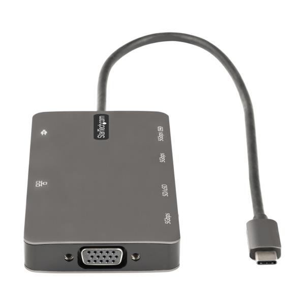 マルチポートアダプター/USB-C接続/シングルモニター/4K30HzHDMIまたはVGA/100WUSBPDパススルー/2xUSB-A+2xUSB-Cハブ(5Gbps)/SD&MicroSDカードリーダー