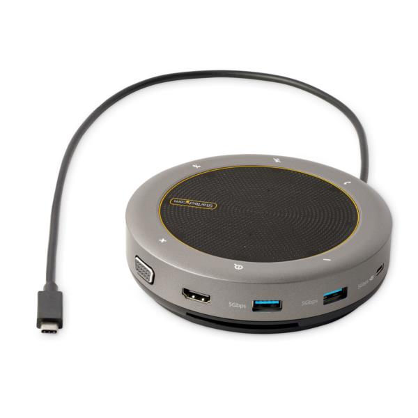 ドッキングステーション/USB-C接続/スピーカーフォン内蔵/シングルモニター/4K60HzHDMIまたはVGA/100WUSBPDパススルー/2xUSB-A