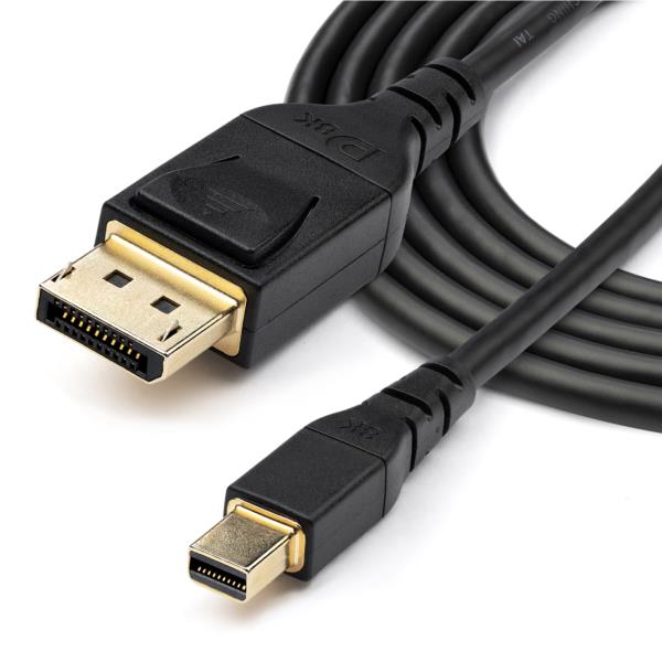 MiniDisplayPort-DisplayPort1.4ケーブル/1m/VESA規格認定品/8K60Hz、4K120Hz対応/MiniDP-DP変換モニターケーブル/HBR3/HDR
