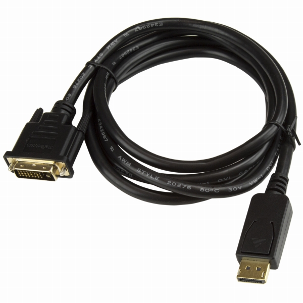 DisplayPort-DVI変換ケーブル1.8mディスプレイポートオスDVI-D(25ピン)オスDP-DVIケーブル1920x1200ブラック