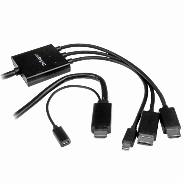 HDMI/DisplayPort/MiniDisplayPort-HDMI変換アダプタケーブル2mHDMI/ミニディスプレイポート/ディスプレイポート（オス）-