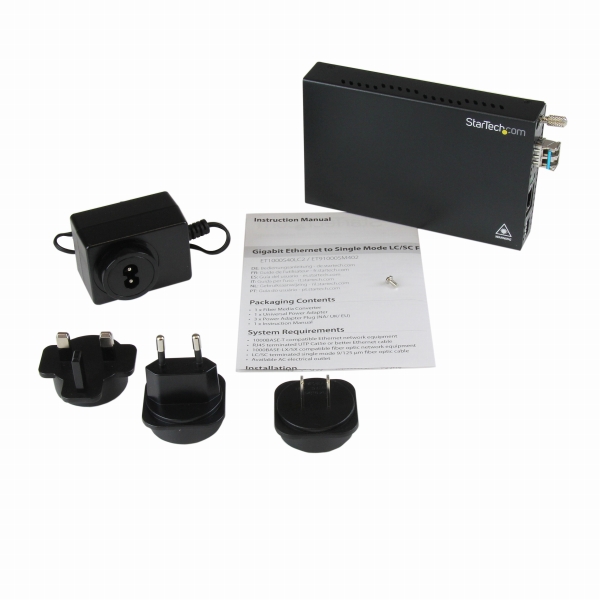 ギガビットイーサネット対応光メディアコンバータ1000BASE-T(RJ45)-1000BASE-LX(シングルモード/LC)40km