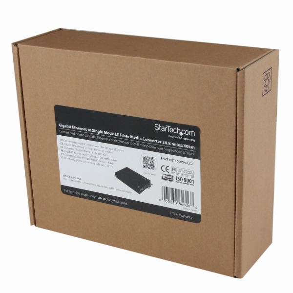 ギガビットイーサネット対応光メディアコンバータ1000BASE-T(RJ45)-1000BASE-LX(シングルモード/LC)40km