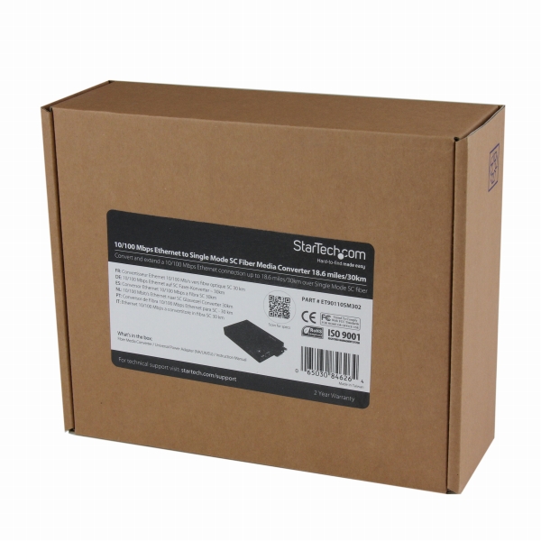 イーサネット光メディアコンバータEthernet(10/100Base-T)-光ファイバ(100BASE-FX)シングルモード最大30km延長RJ-45(メス)-光ファイバ2芯SC(メス)