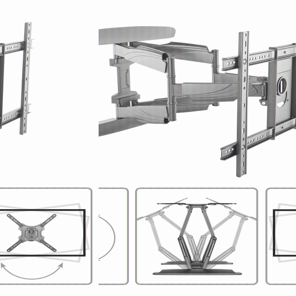 薄型液晶テレビ壁掛けアーム金具スチール製多関節アーム32インチから70インチにTVに対応VESAマウント規格サポート