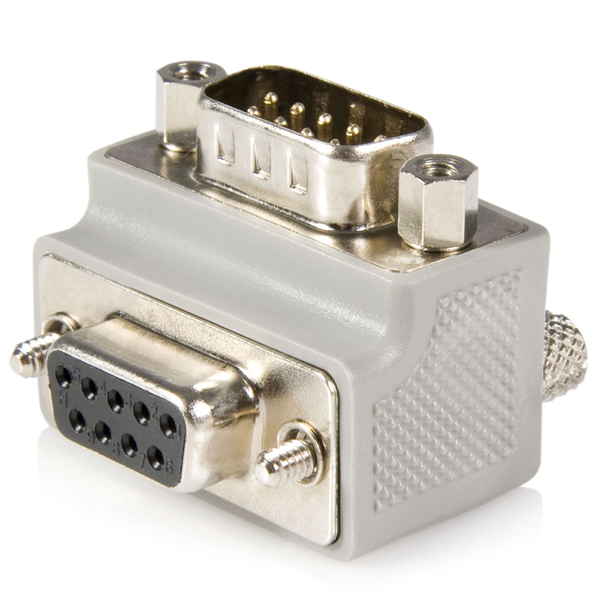 シリアルD-Sub9ピン(オス)-D-Sub9ピン(メス)L型(270°)変換アダプタ