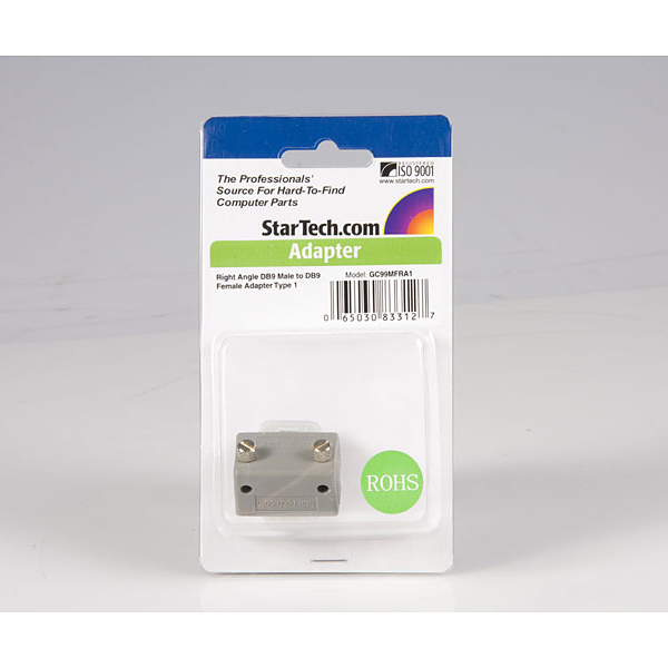 シリアルD-Sub9ピン(オス)-D-Sub9ピン(メス)L型(270°)変換アダプタ