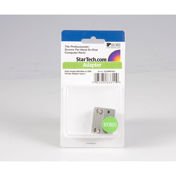 シリアルD-Sub9ピン(オス)-D-Sub9ピン(メス)L型(90°)変換アダプタ