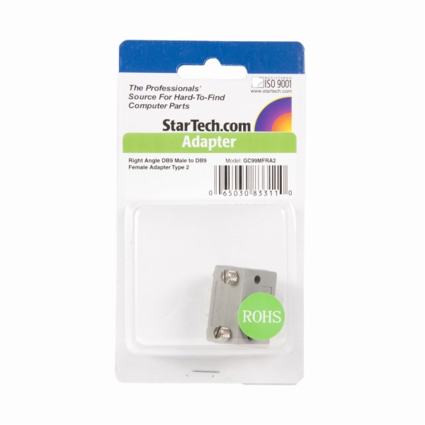 シリアルD-Sub9ピン(オス)-D-Sub9ピン(メス)L型(90°)変換アダプタ
