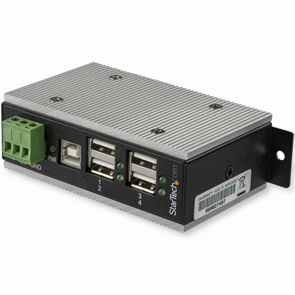 4ポート産業用USB2.0ハブESD保護/350Wサージ保護ウォールマウント対応