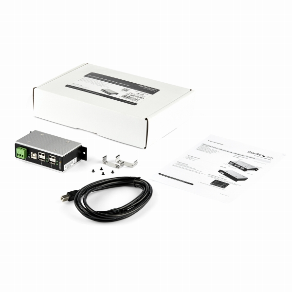 4ポート産業用USB2.0ハブESD保護/350Wサージ保護ウォールマウント対応