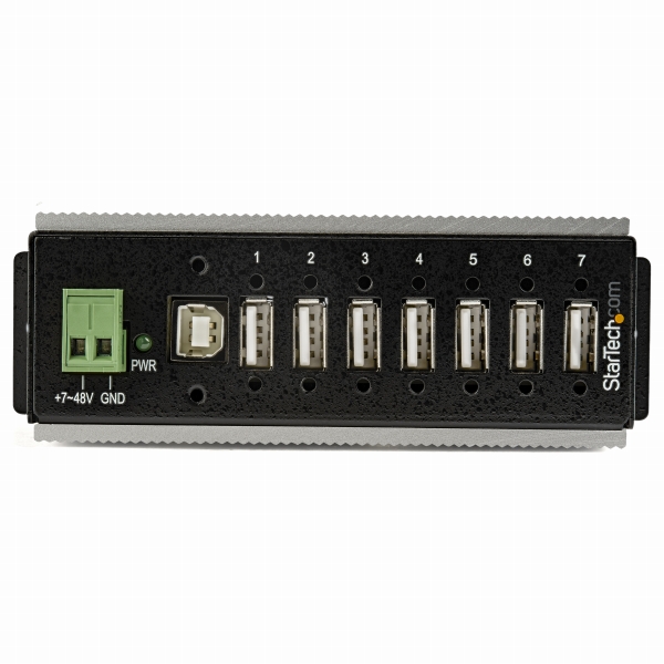 7ポート産業用USB2.0ハブESD保護/350Wサージ保護ウォールマウント対応