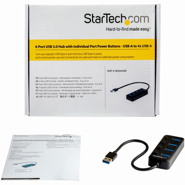 USB3.0ハブUSB-Aポートを4口搭載各ポートごとにオン/オフ・スイッチ付きバスパワー対応USBポート拡張USB3.0ポート増設
