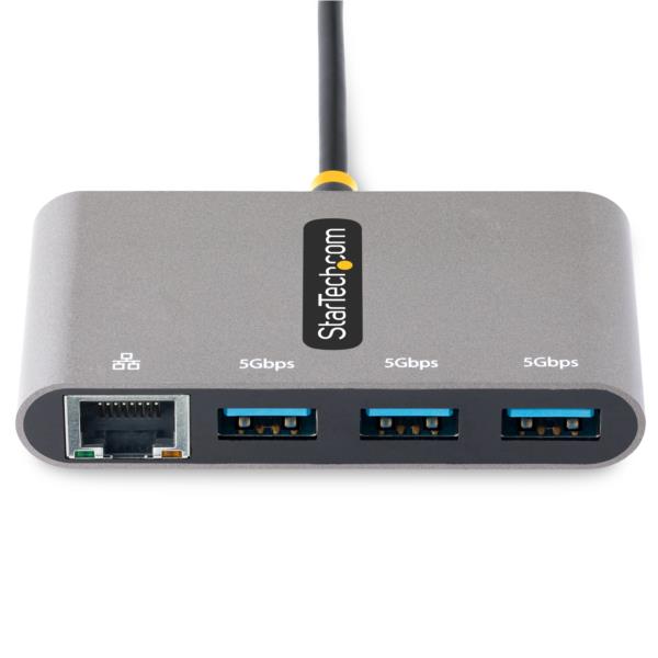 USB3.0ハブ/Type-C接続/有線LANアダプター内蔵/USB3.2Gen15Gbps/3xUSB-A/バスパワー/30cmホストケーブル/USB-C-USB-Aハブ/USB-Cスプリッター