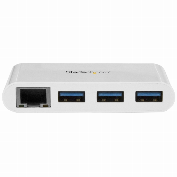 ギガビットEthernetポート搭載3ポートUSB3.0ハブUSBType-C接続USB3.0ハブ搭載有線LANアダプタホワイト