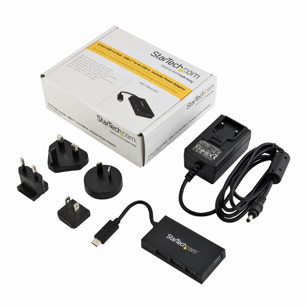 4ポート増設USB3.0ハブUSBType-C接続USB-C-4xUSB-AUSB急速充電対応セルフパワー対応ACアダプタ付属
