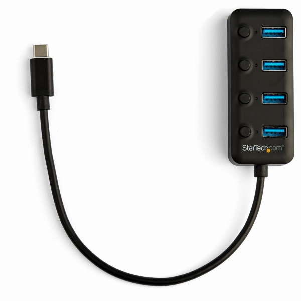 USB-CハブUSB-Aポートを4口搭載各ポートごとにオン/オフ・スイッチ付きバスパワー対応USBType-Cハブ