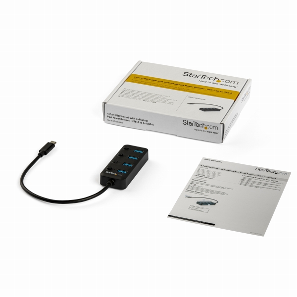 USB-CハブUSB-Aポートを4口搭載各ポートごとにオン/オフ・スイッチ付きバスパワー対応USBType-Cハブ