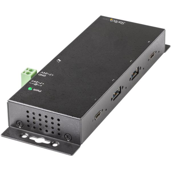4ポートUSB-Cハブ10Gbps/セルフパワー対応(ACアダプタ付属)/サージ保護/産業用USB3.1Gen2ハブ/2xUSB-C&2xUSB-A/USBType-C&Type-Aホスト対応