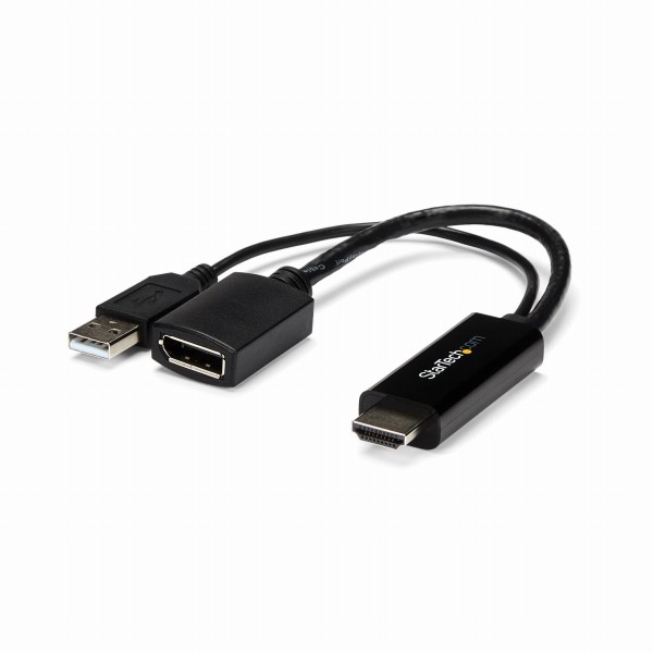 HDMI-DisplayPort変換アダプタUSBバスパワー対応4K解像度入力：HDMI(オス)-出力：ディスプレイポート/DP(メス)USB延長ケーブル付属
