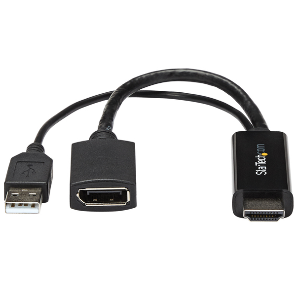 HDMI-DisplayPort変換アダプタUSBバスパワー対応4K解像度入力：HDMI(オス)-出力：ディスプレイポート/DP(メス)USB延長ケーブル付属