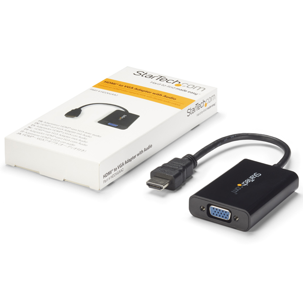 HDMI-VGA変換アダプタ/コンバータ（オーディオ対応）HDMIオス-アナログRGB(D-Sub15ピン)メス変換コネクタ1920x1080