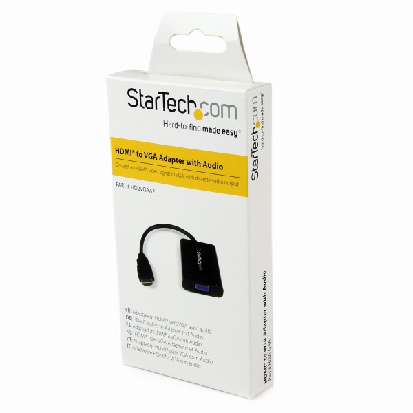 HDMI-VGA変換アダプタ/コンバータ（オーディオ対応）HDMIオス-アナログRGB(D-Sub15ピン)メス変換コネクタ1920x1080