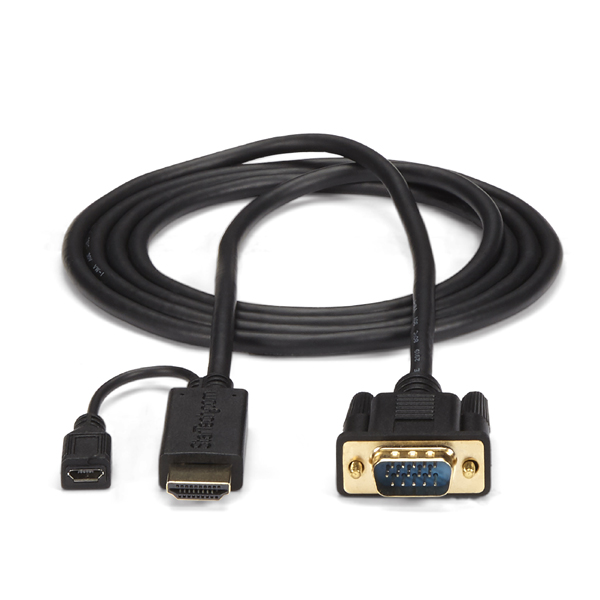HDMI-VGAアクティブ変換ケーブルアダプタ1.8m1920x1200/1080pHDMI(オス)-アナログRGB/D-Sub15ピン(オス)