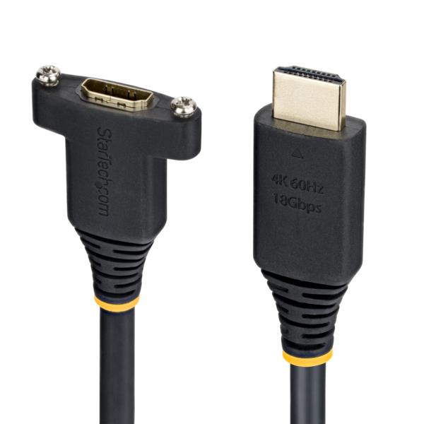 HDMI 2.0ケーブル/パネルマウント型/オス - メス パネル取付 延長用/1m/4K60Hz/会議室 AV環境対応