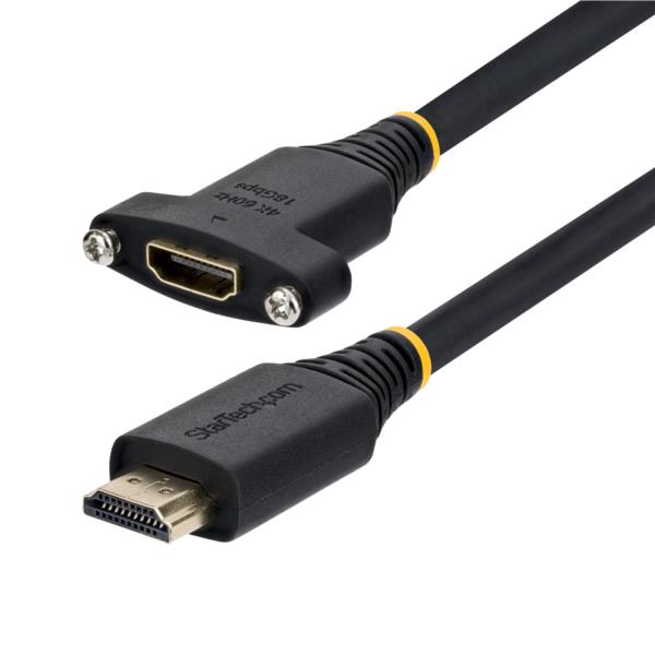 HDMI 2.0ケーブル/パネルマウント型/オス - メス パネル取付 延長用/1m/4K60Hz/会議室 AV環境対応