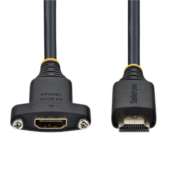 HDMI 2.0ケーブル/パネルマウント型/オス - メス パネル取付 延長用/1m/4K60Hz/会議室 AV環境対応