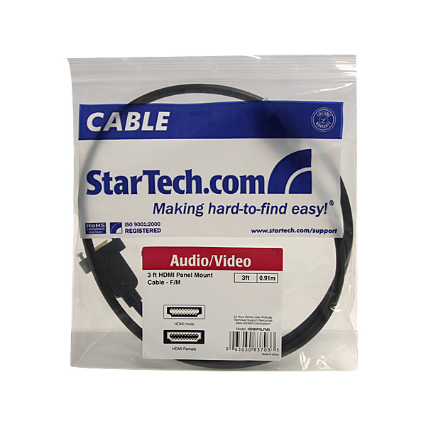 パネルマウント型HDMIケーブル91cmメス/オス