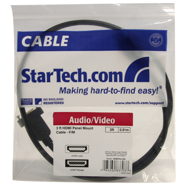 パネルマウント型HDMIケーブル91cmメス/オス